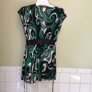 Green and black top with braided waist... So cute!